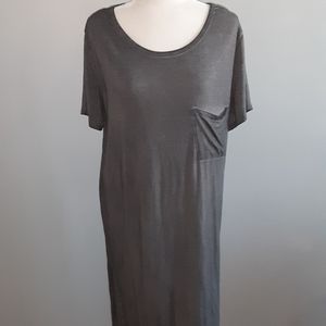 Umgee Charcoal Grey T-Shirt Midi Dress Small